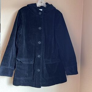 J Jill Heritage Tumbled Cord Coat hooded Medium